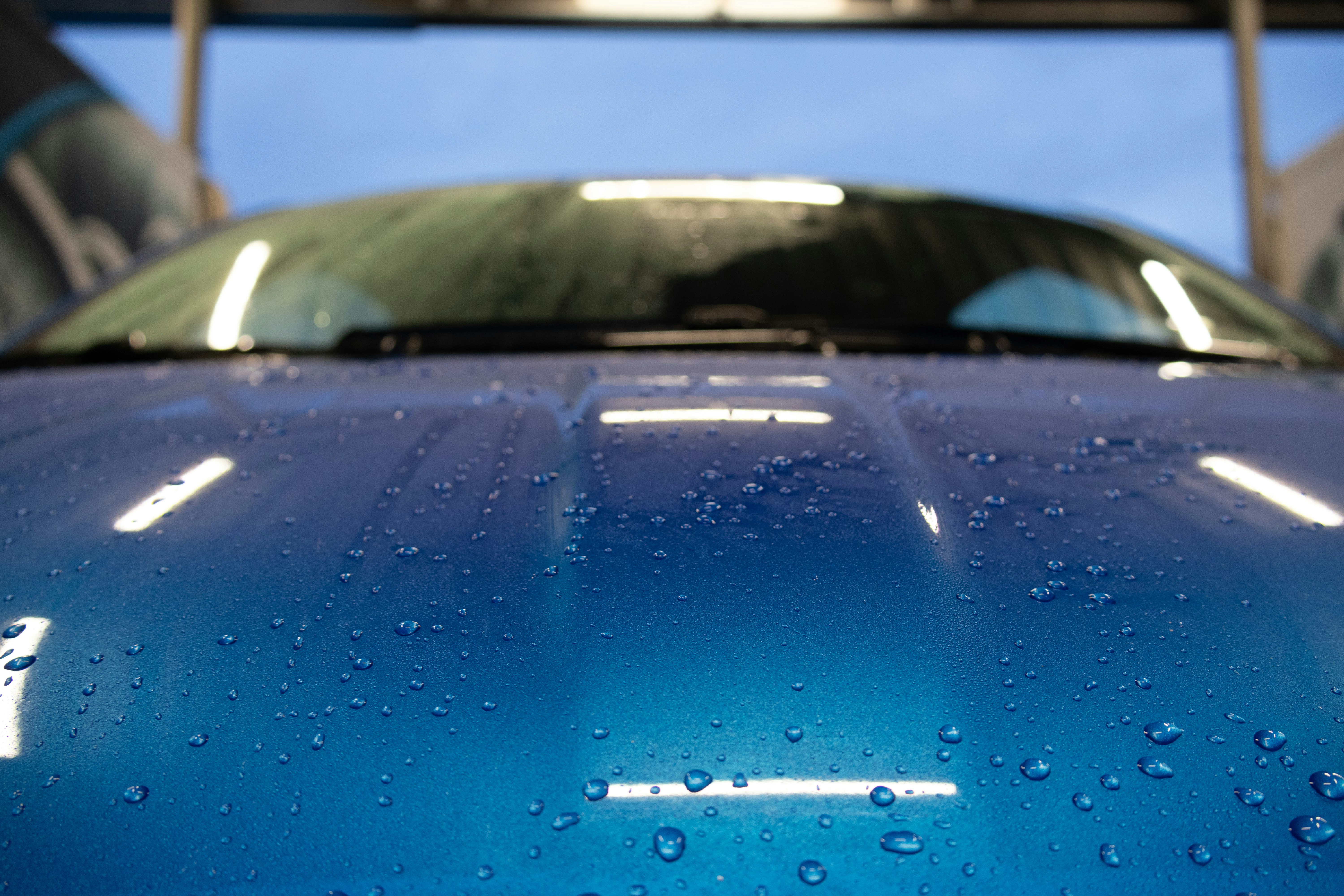 Water beading on car hood after ceramic coating - scottsdale auto detailing