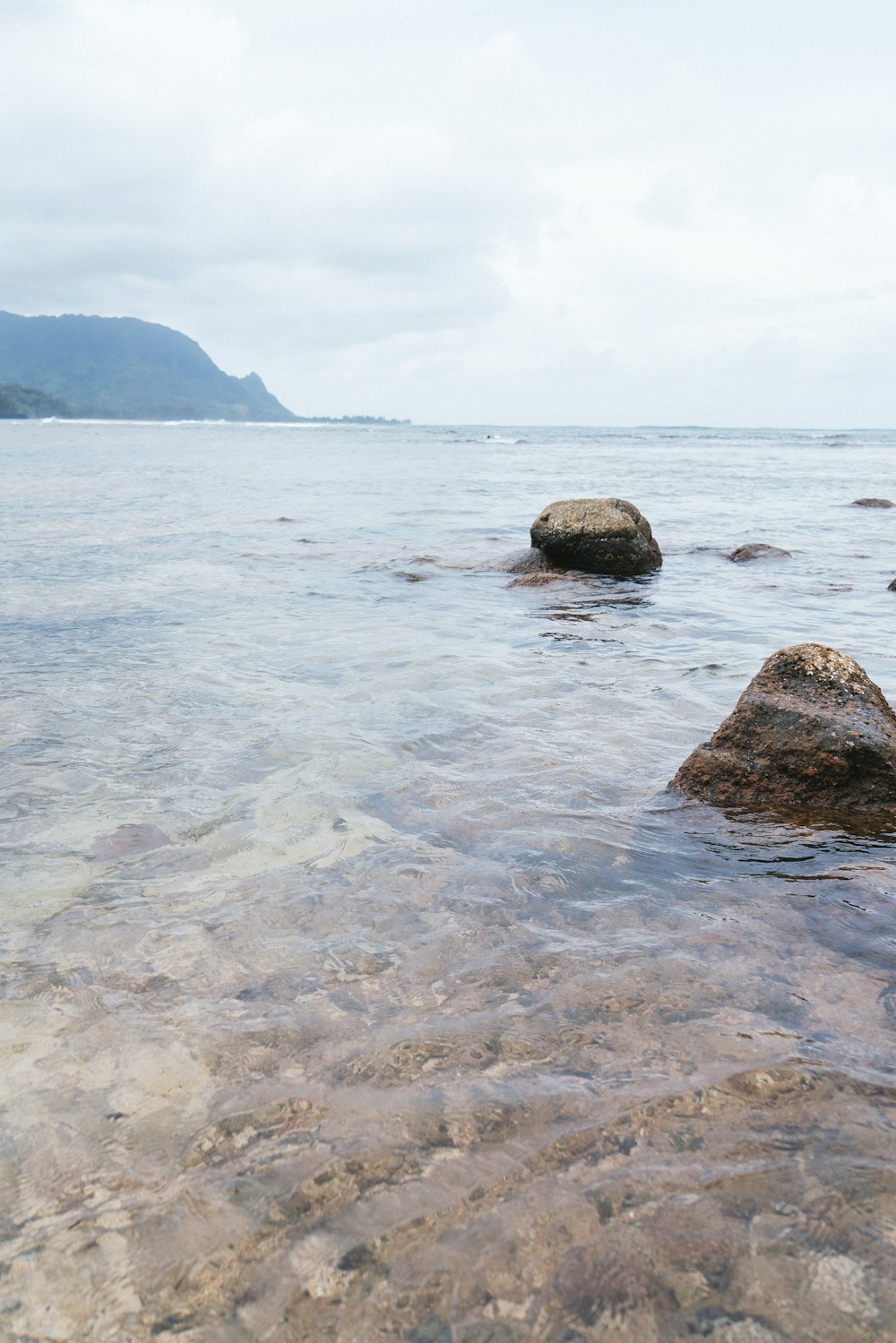 a body of water that has some rocks in it