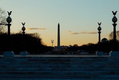 Cityscape showing Greater Washington, D.C. during sunset.