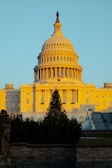 A U.S. Capitol building shot bathed in early morning light, symbolizing government and politics.