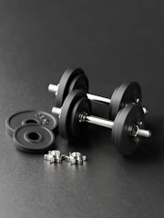 a pair of dumbbells sitting on top of a table