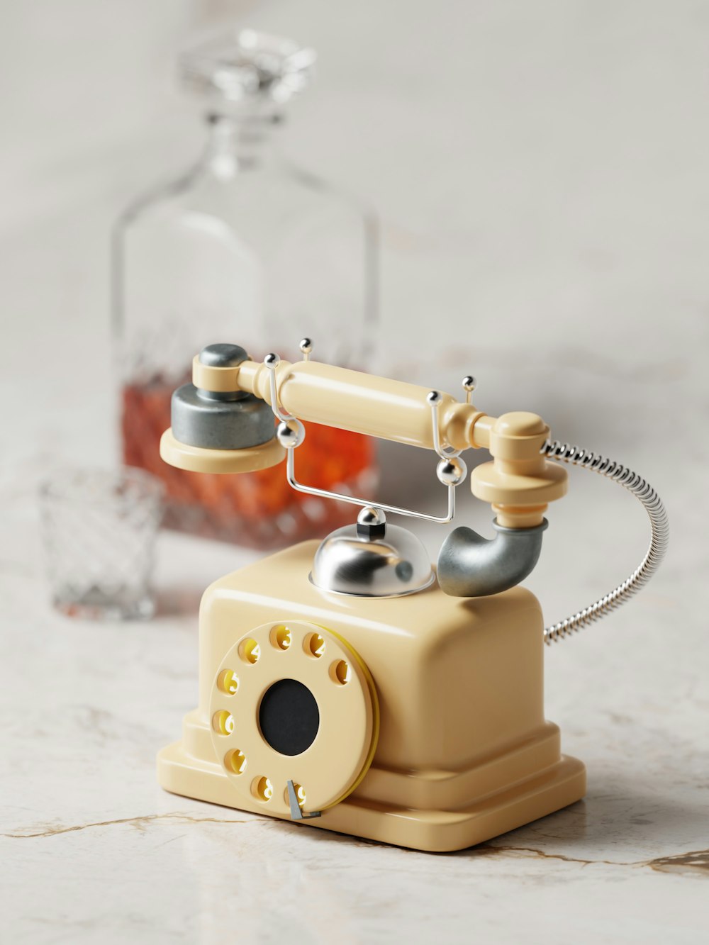 a toy phone sitting on top of a counter