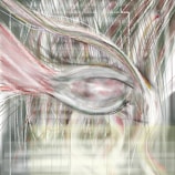 A contemporary visual artwork combining structural lines with atmospheric color washes.