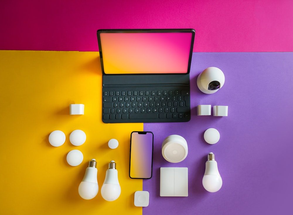 a laptop computer sitting on top of a table