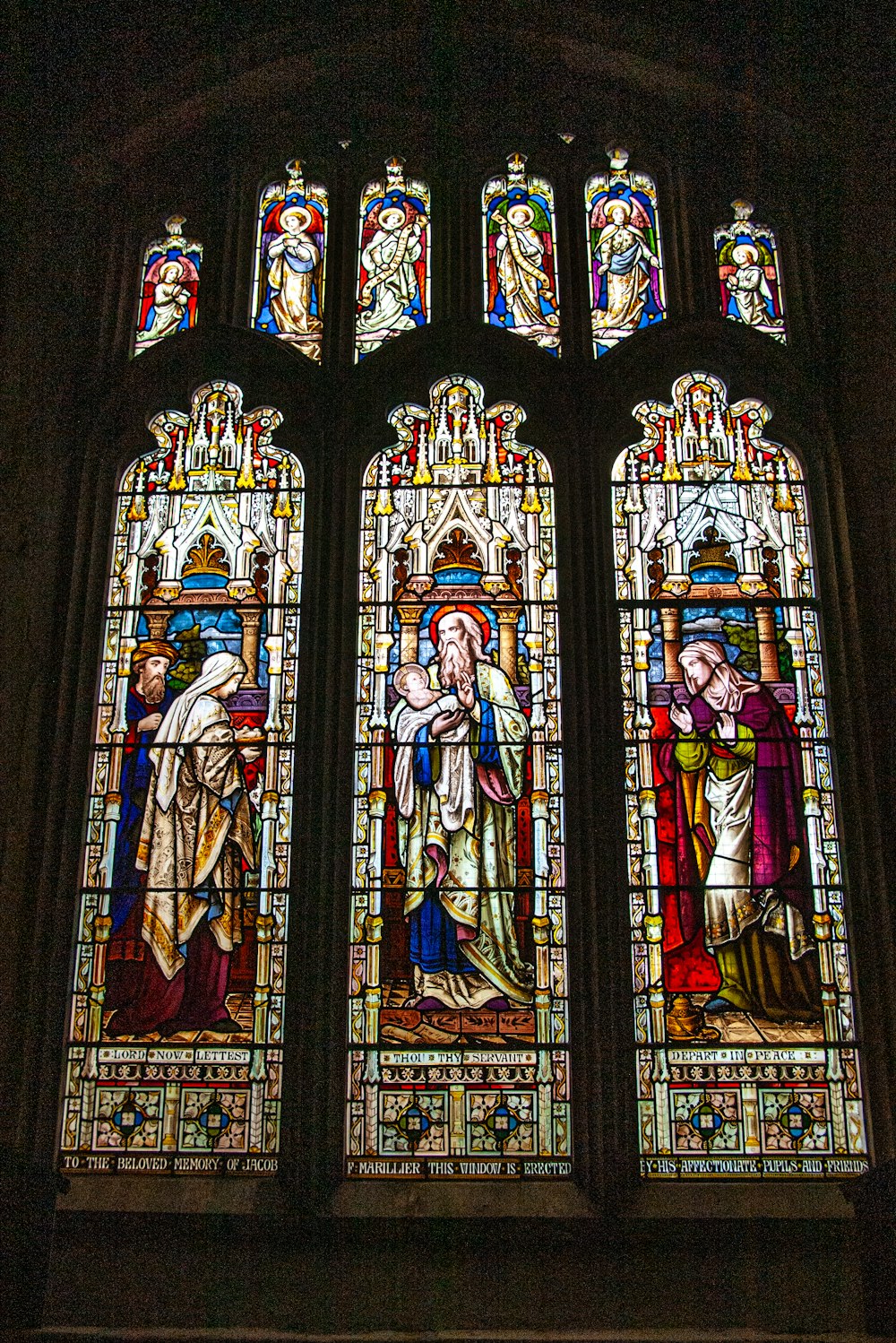 a stained glass window in a church