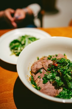A close-up of healthy meal preparation.