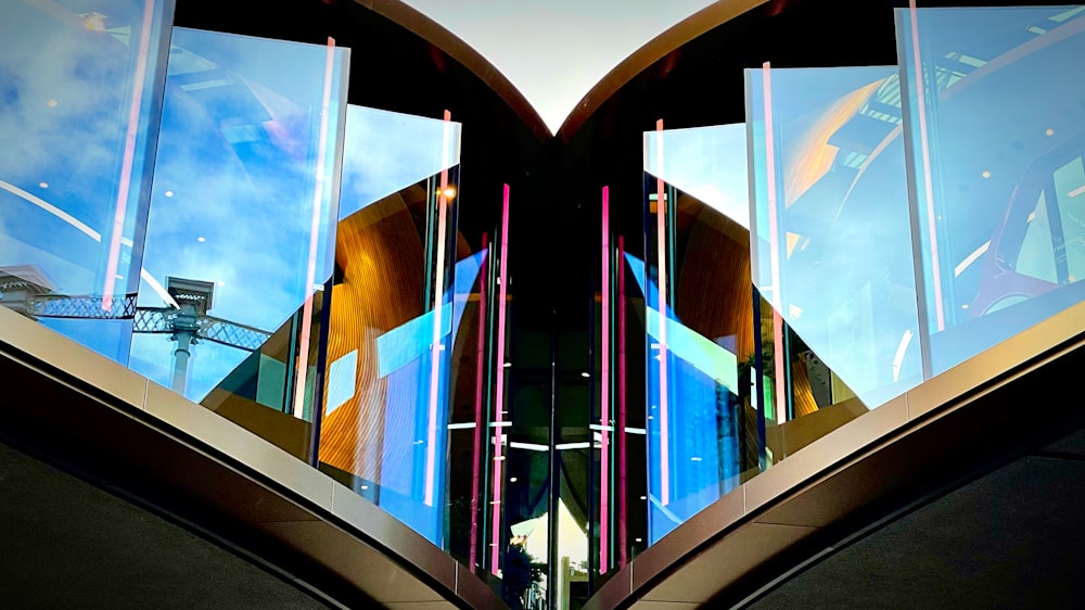 a large building with a large glass window