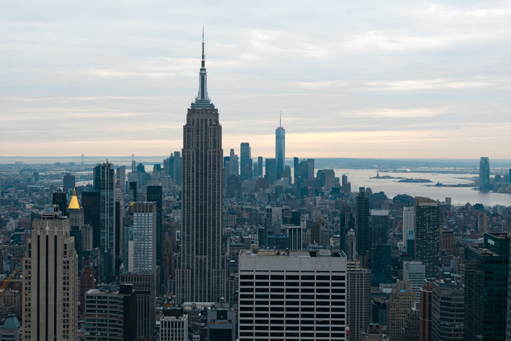 a view of a large city with tall buildings