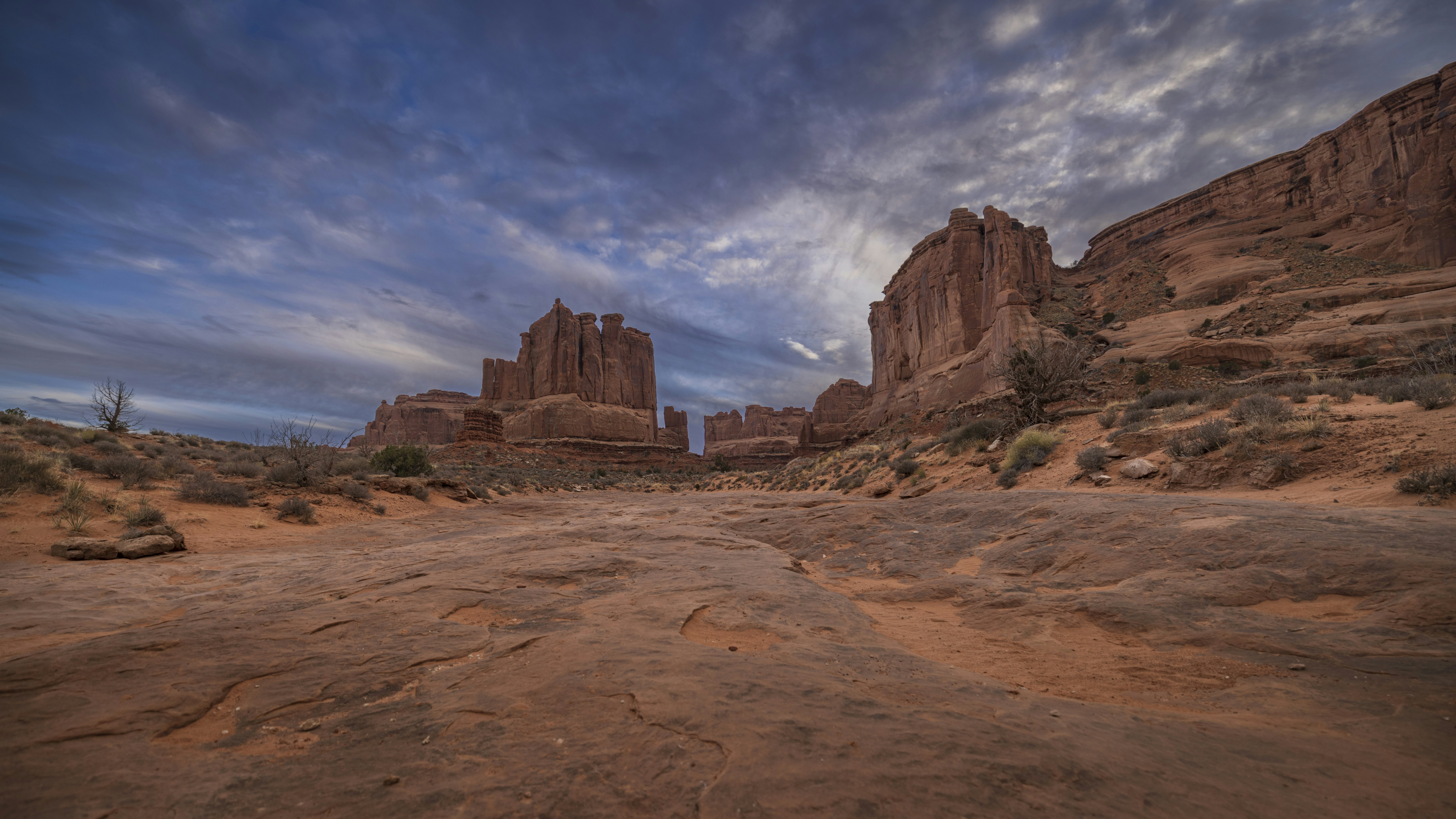 a dirt road in the middle of a desert