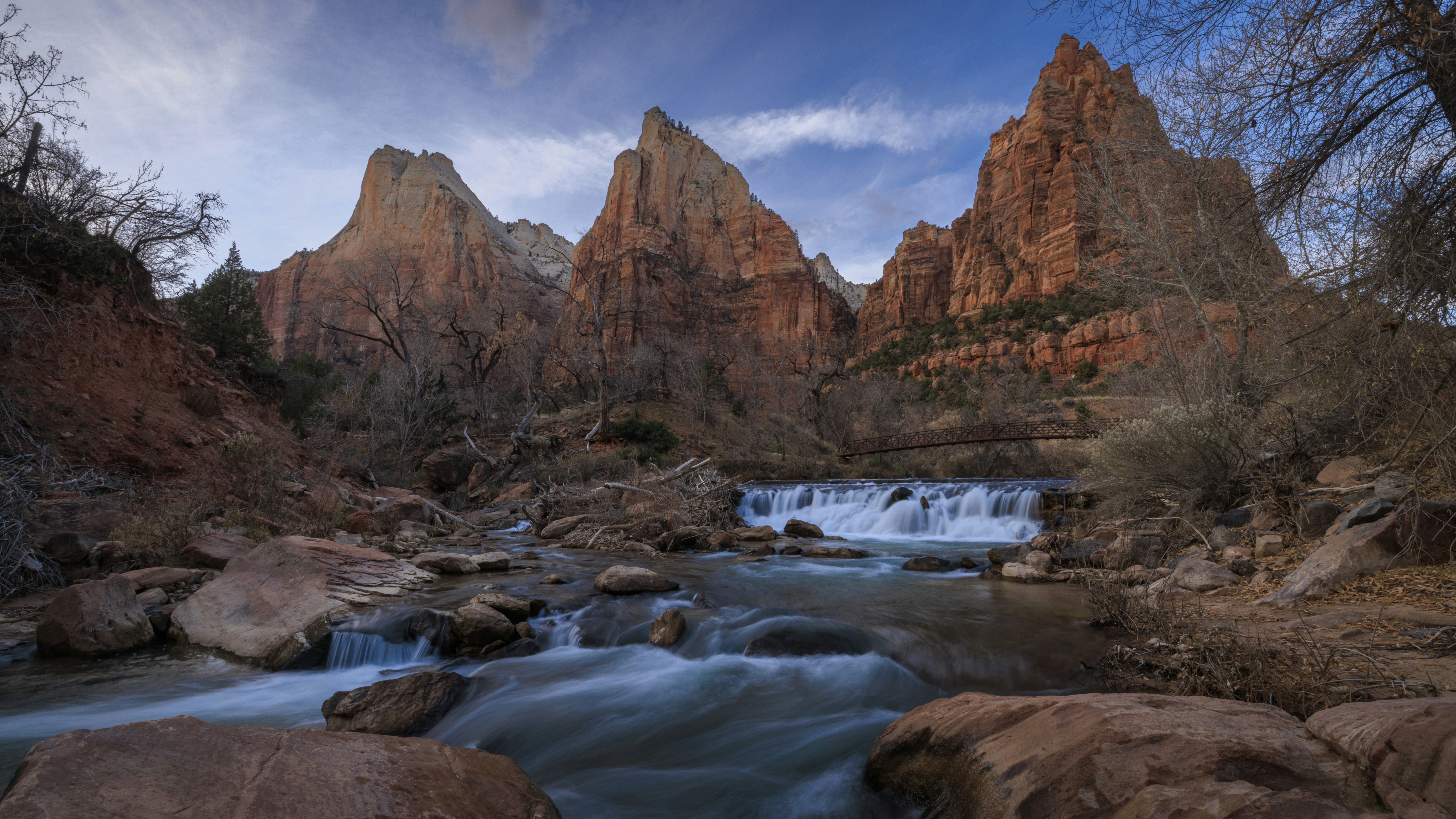 a river running through a lush green forest