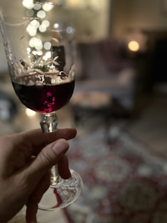 A cozy wine tasting event with women enjoying glasses of red wine in a softly lit room.