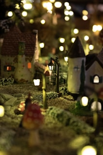 An enchanting scene inspired by magical realism, showcasing a whimsical village.