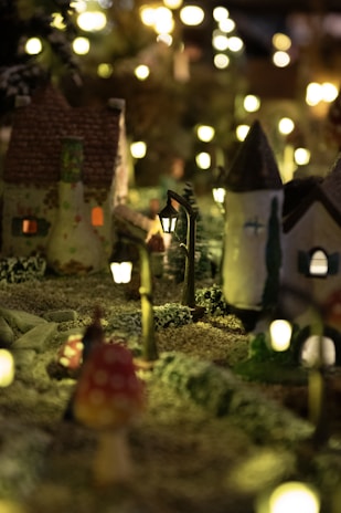 An enchanting scene inspired by magical realism, showcasing a whimsical village.