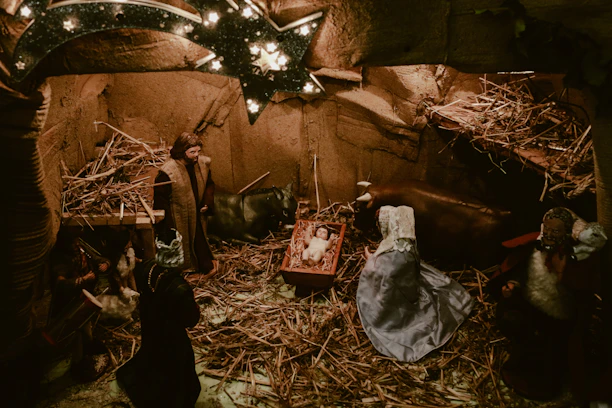 A serene sunrise over Bethlehem, symbolizing the birth of Jesus.