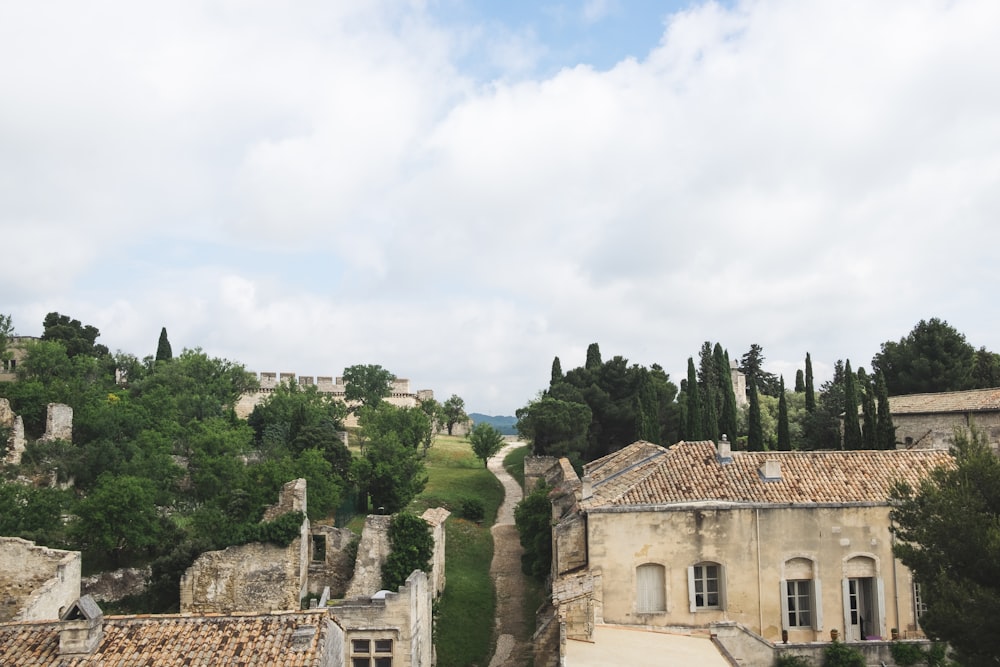 a view of a village from a high point of view