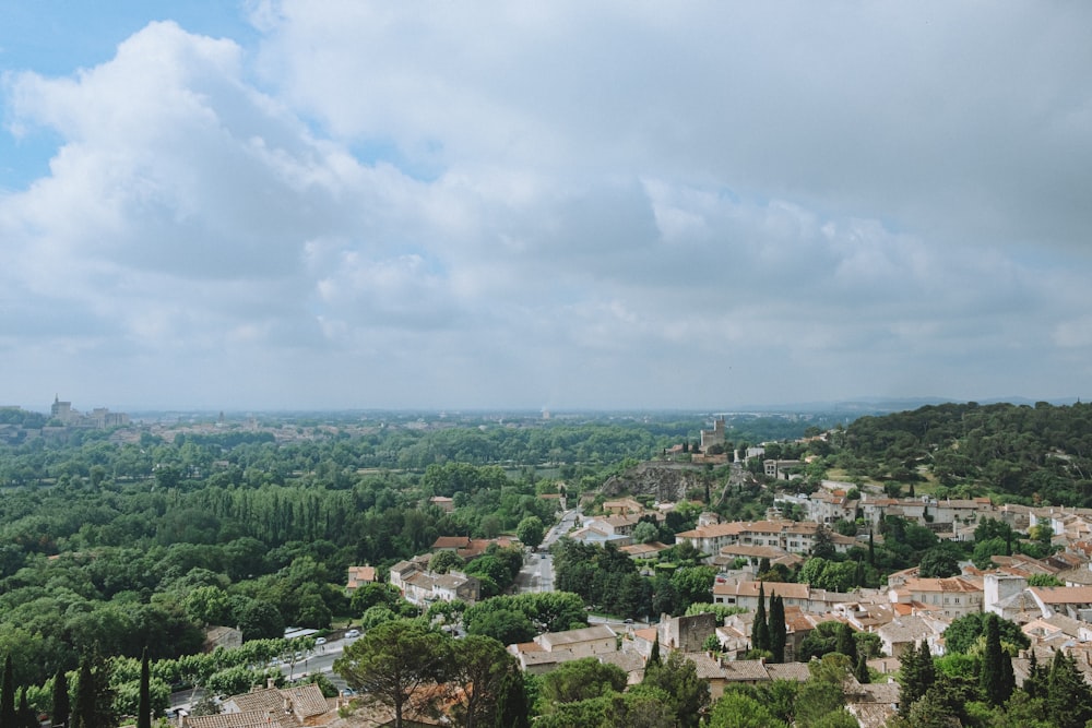 a view of a village from a hill