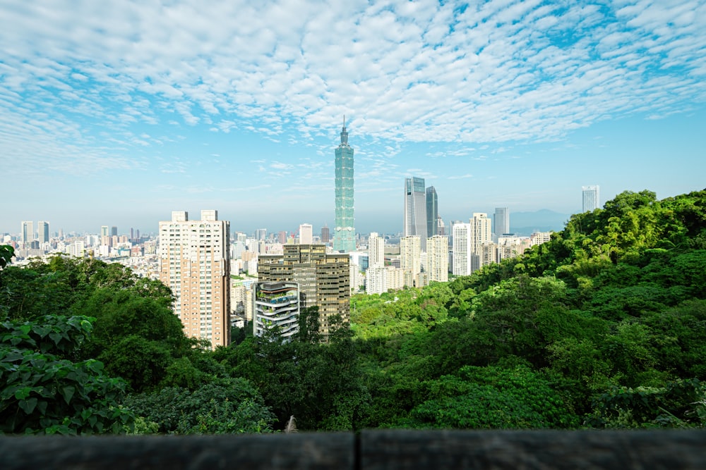 a view of a city from a hill