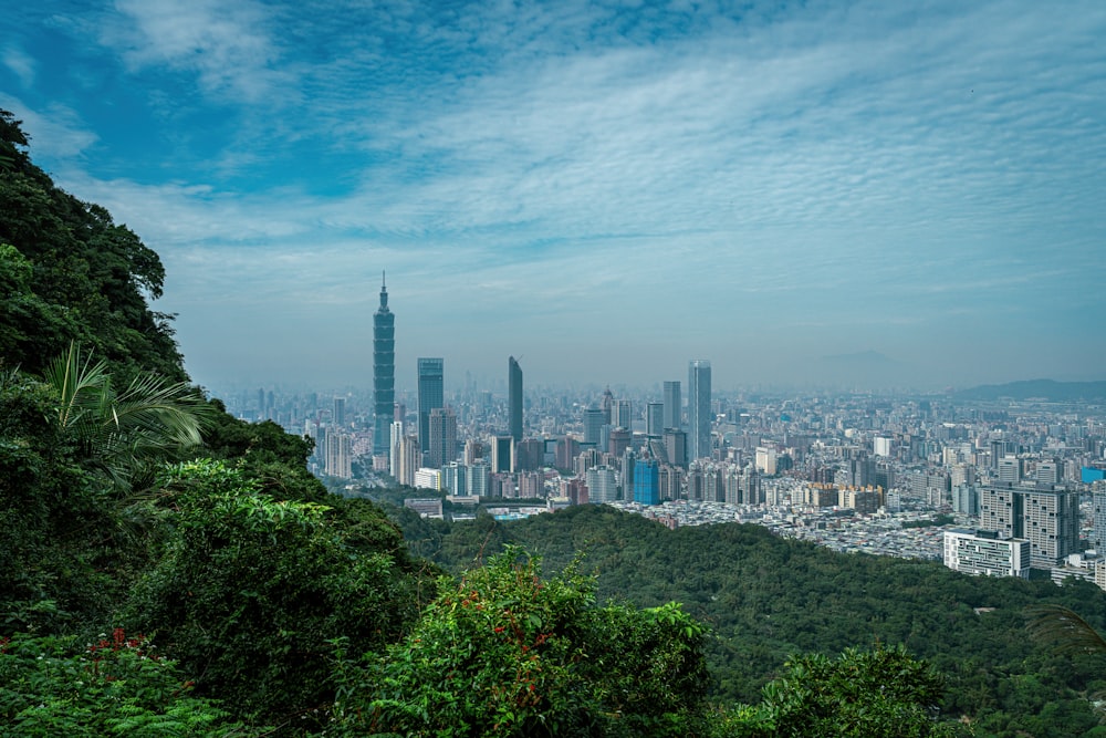 a view of a city from the top of a hill