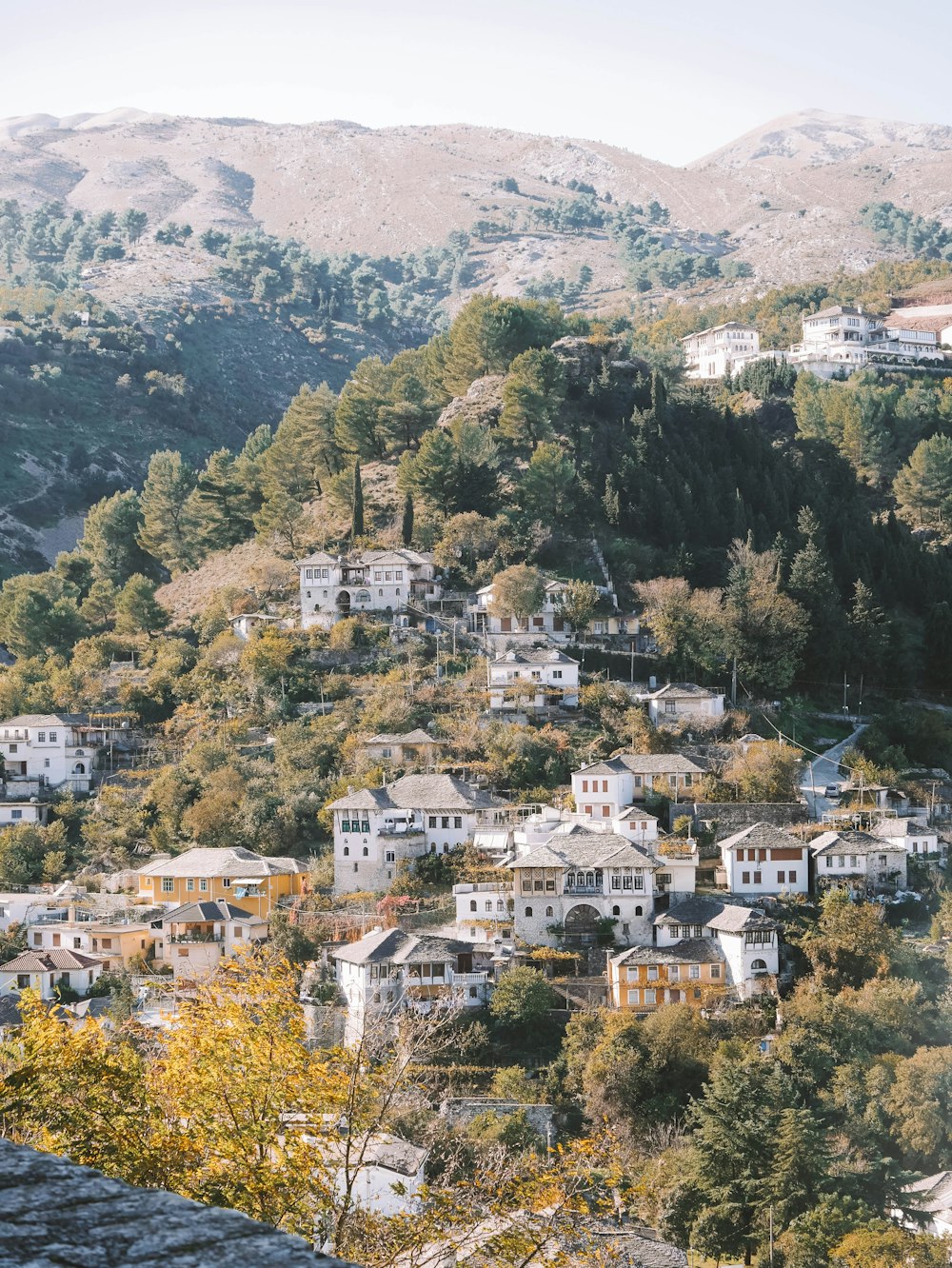 a view of a town on a hillside