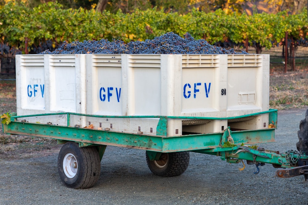 a truck with grapes on the back of it