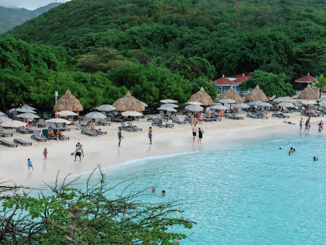 a group of people standing on top of a sandy beach