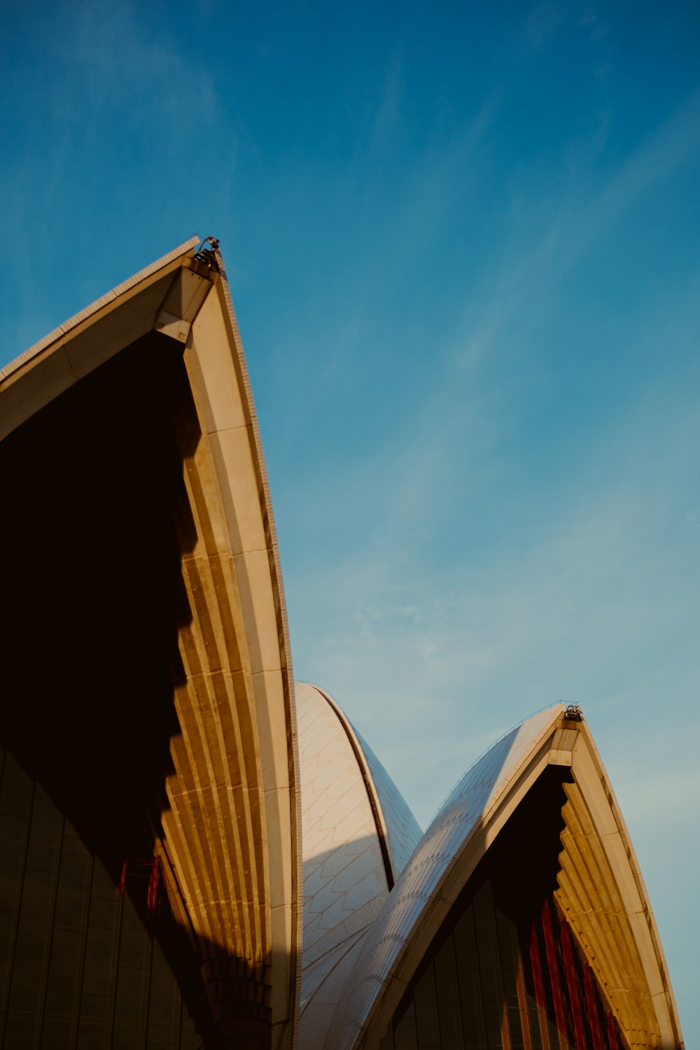 a close up of a building with a sky background