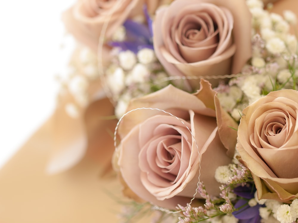 a close up of a bouquet of flowers