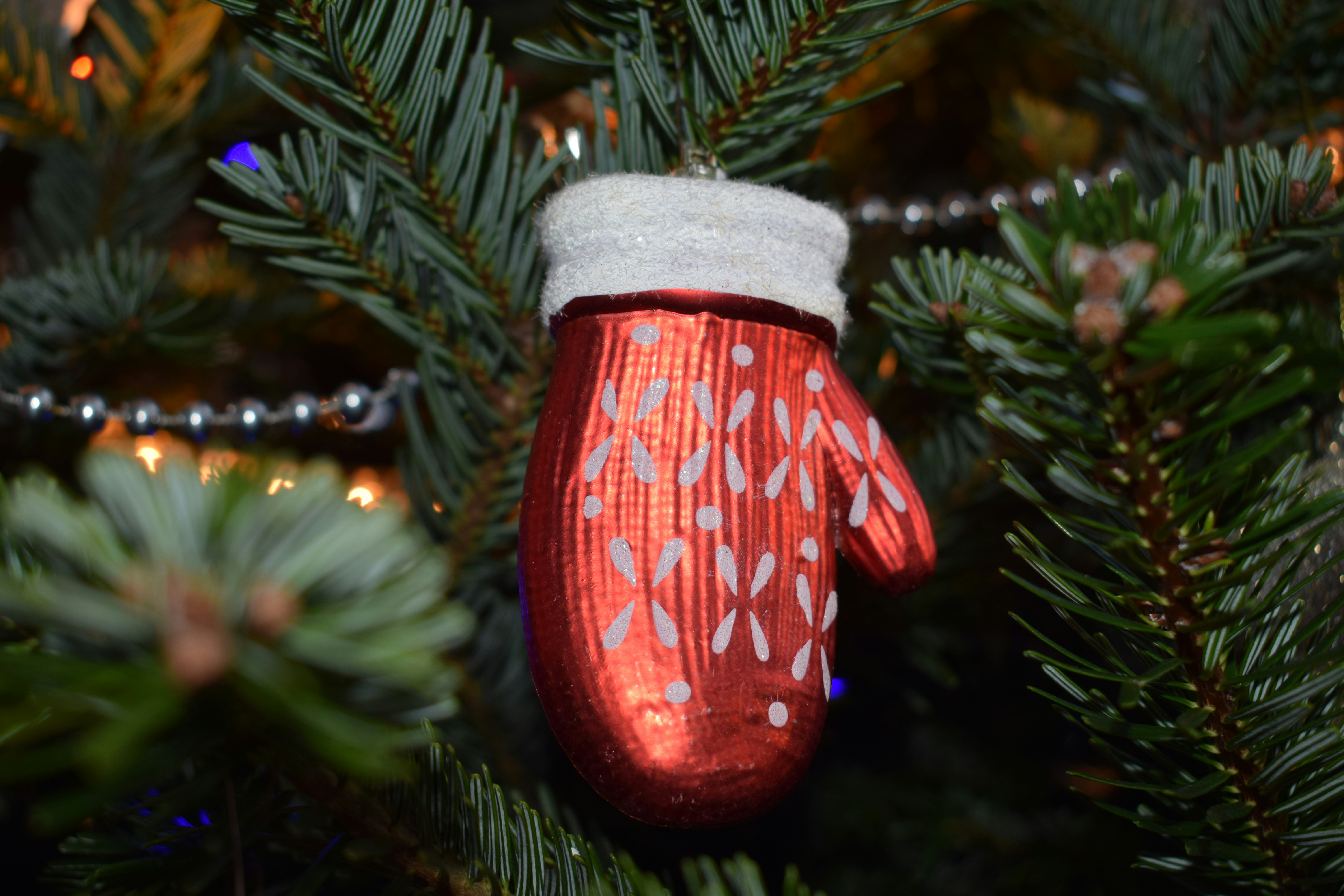 a close up of a christmas ornament on a tree