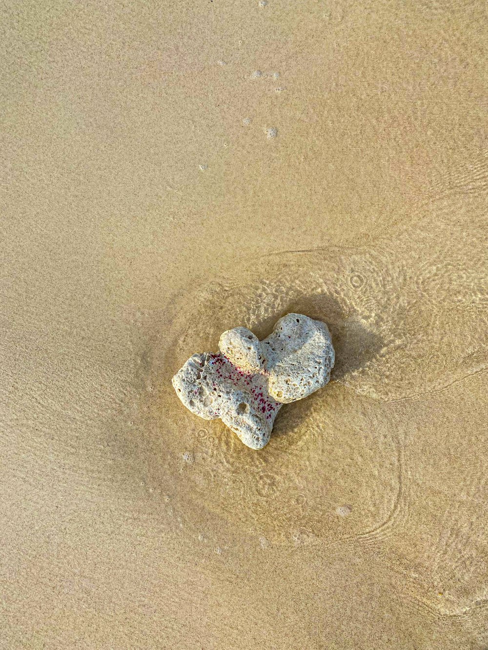 a rock in the sand on a beach