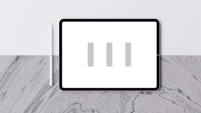 A close-up of a digital tablet displaying an interactive survey interface.