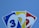 Three playing cards prominently feature the number three in different colors: blue, yellow, and red. These cards are fanned out against a plain background.