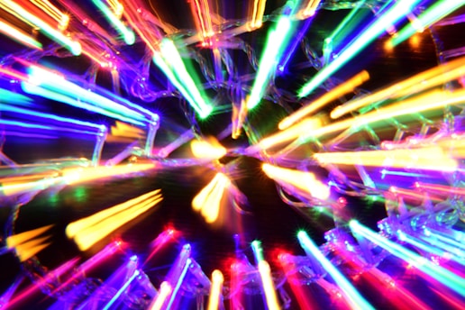 A vibrant animation frame bursting with colorful shapes and dynamic motion lines.