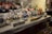 A collection of colorful ornaments displayed elegantly on a wooden table.