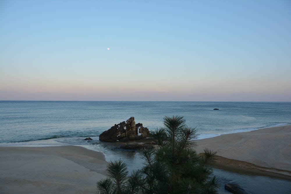 a view of the ocean from a beach