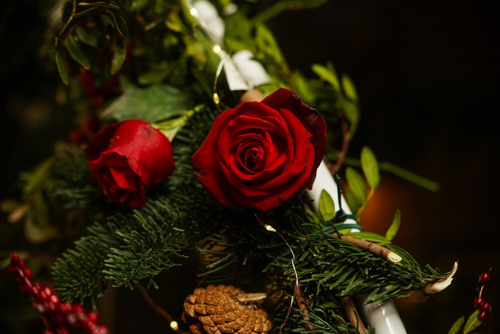 a close up of a bouquet of flowers on a table