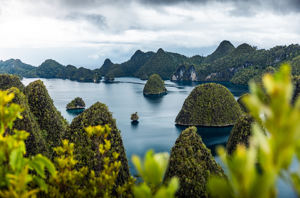 a large body of water surrounded by mountains