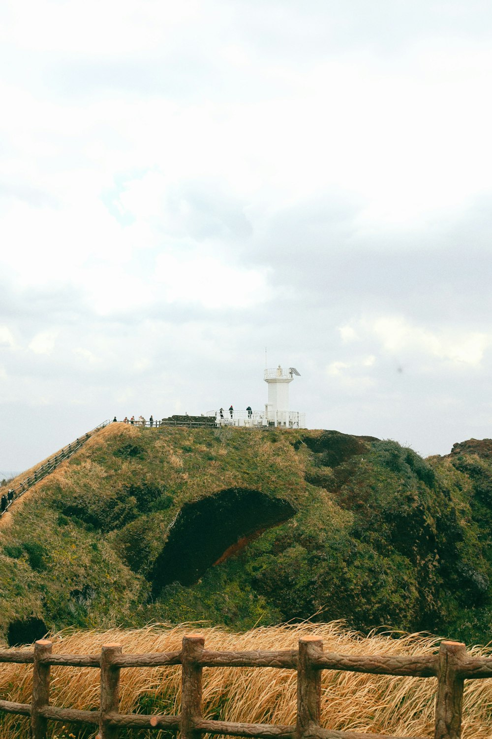 a group of people standing on top of a hill