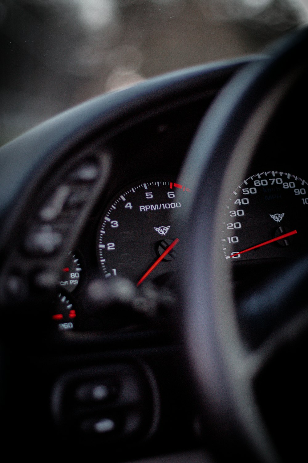 a close up of a speedometer in a car