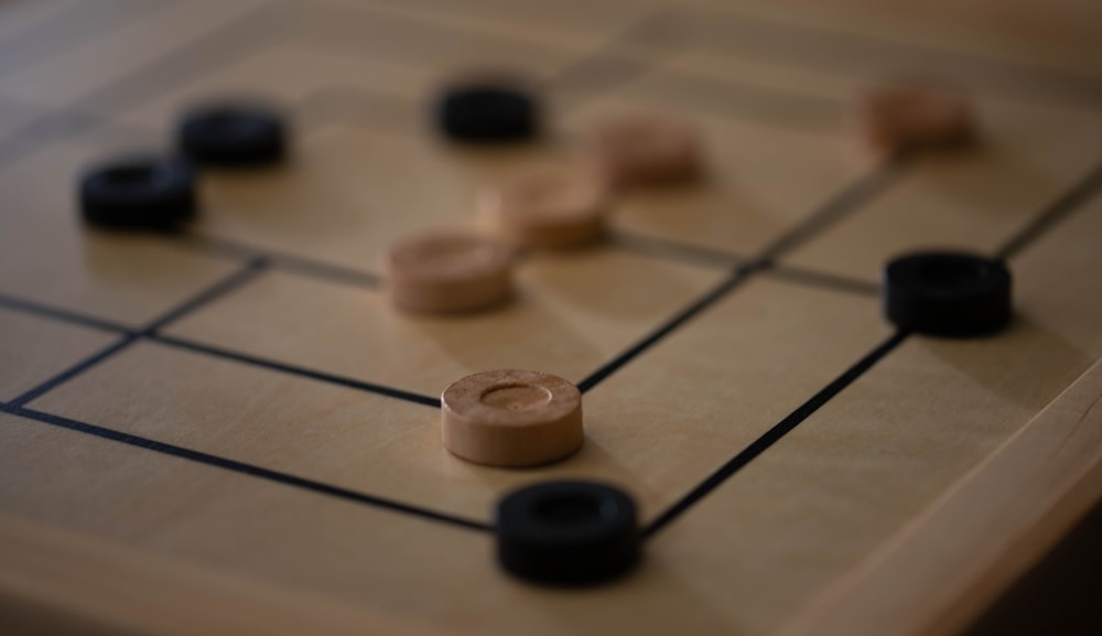 a close up of a wooden board game