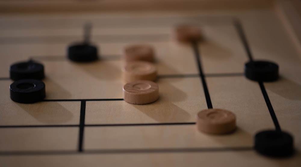 a close up of a wooden board game