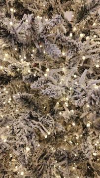 An artificial tree with lights creating a cozy atmosphere.