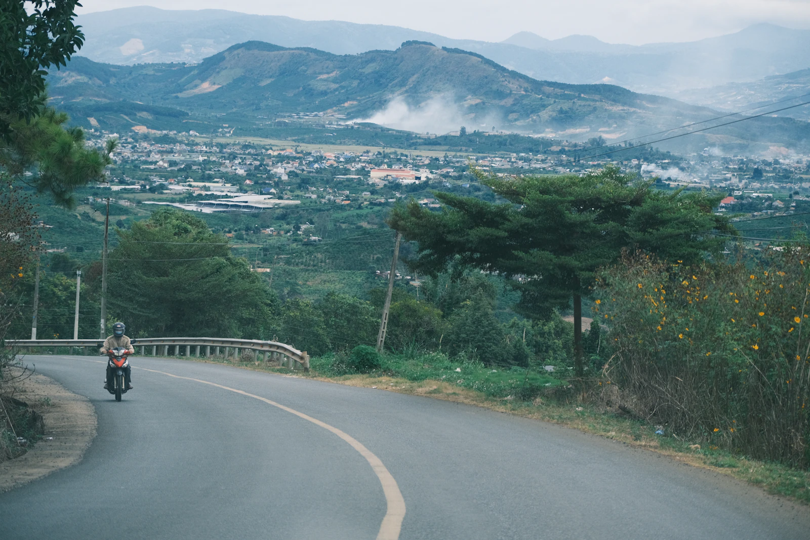 A winding road through the Vietnamese mountains