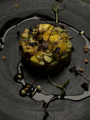 An artistic arrangement of fresh ingredients used across saboría’s multi-brand menus.