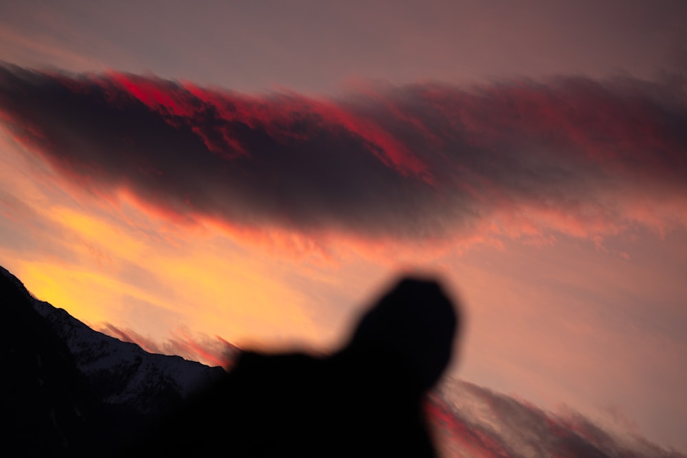 a silhouette of a person in front of a sunset