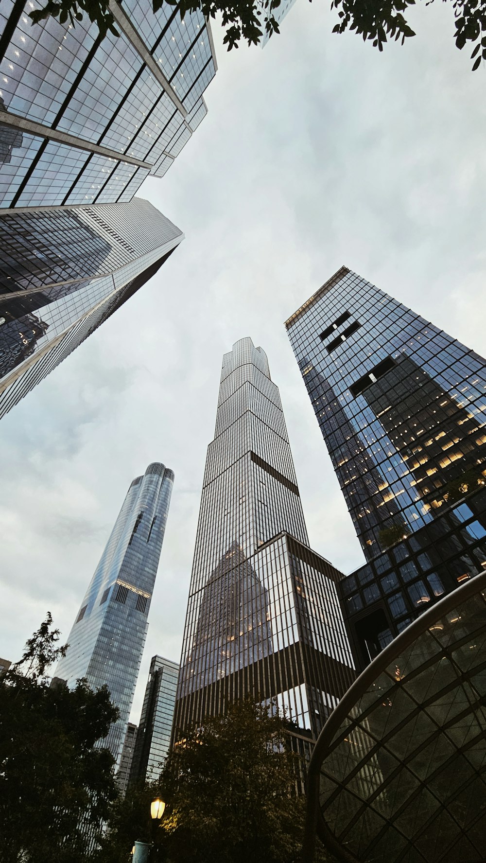 a group of tall buildings towering over a city