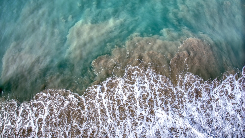 an aerial view of a body of water