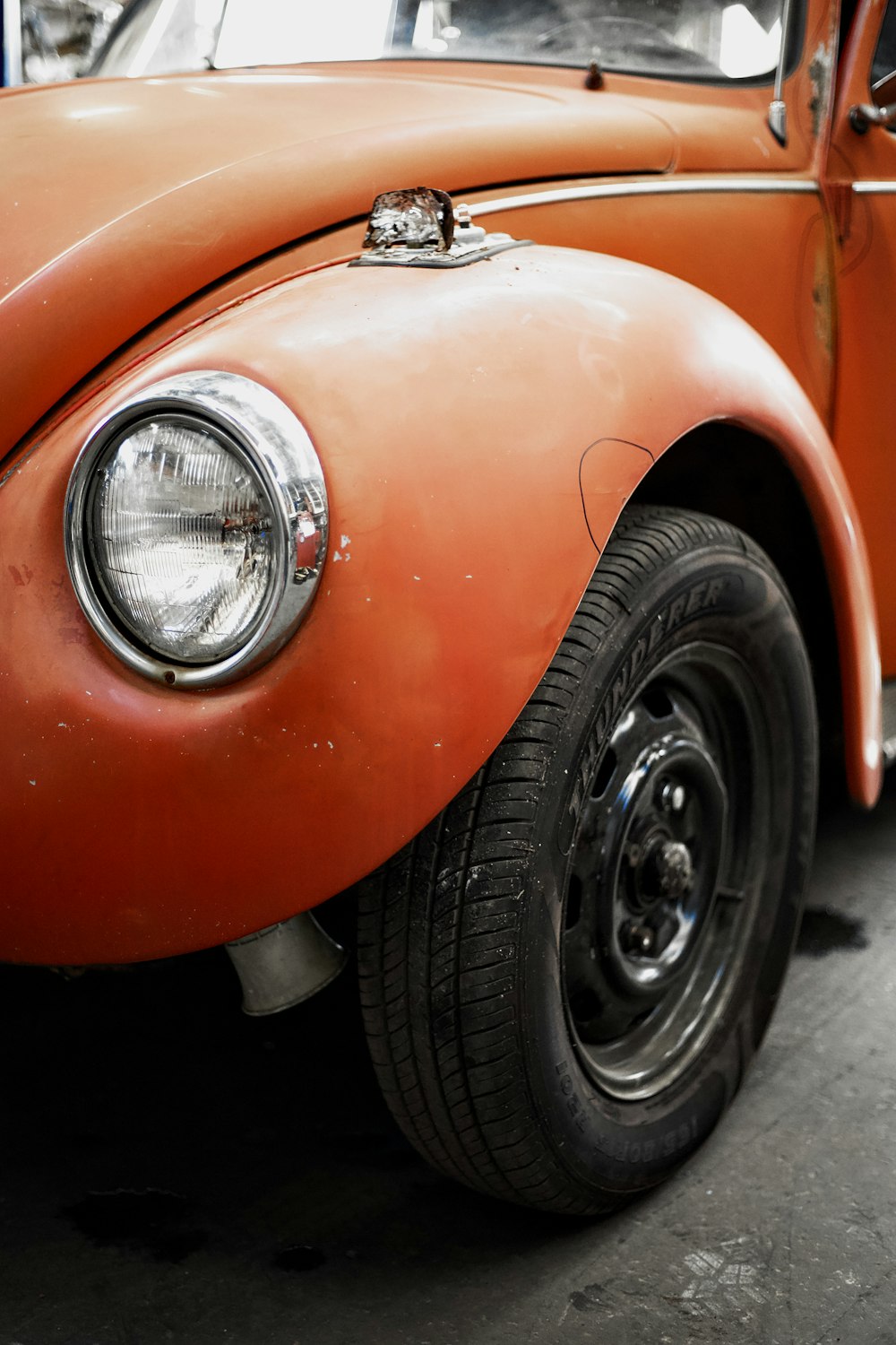 a close up of a car with a light on