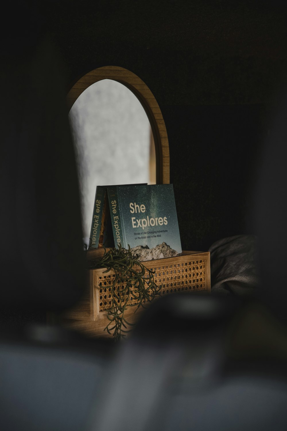 a book sitting on top of a wooden box