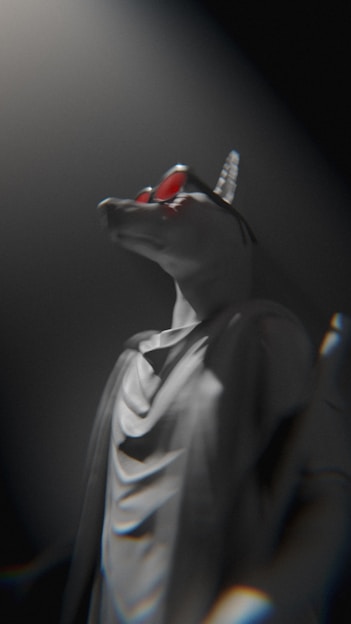 A bold, stylized illustration of a dog wearing glasses, symbolizing intellect and irreverence.