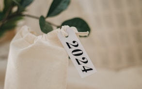 a close up of a bag with a tag on it